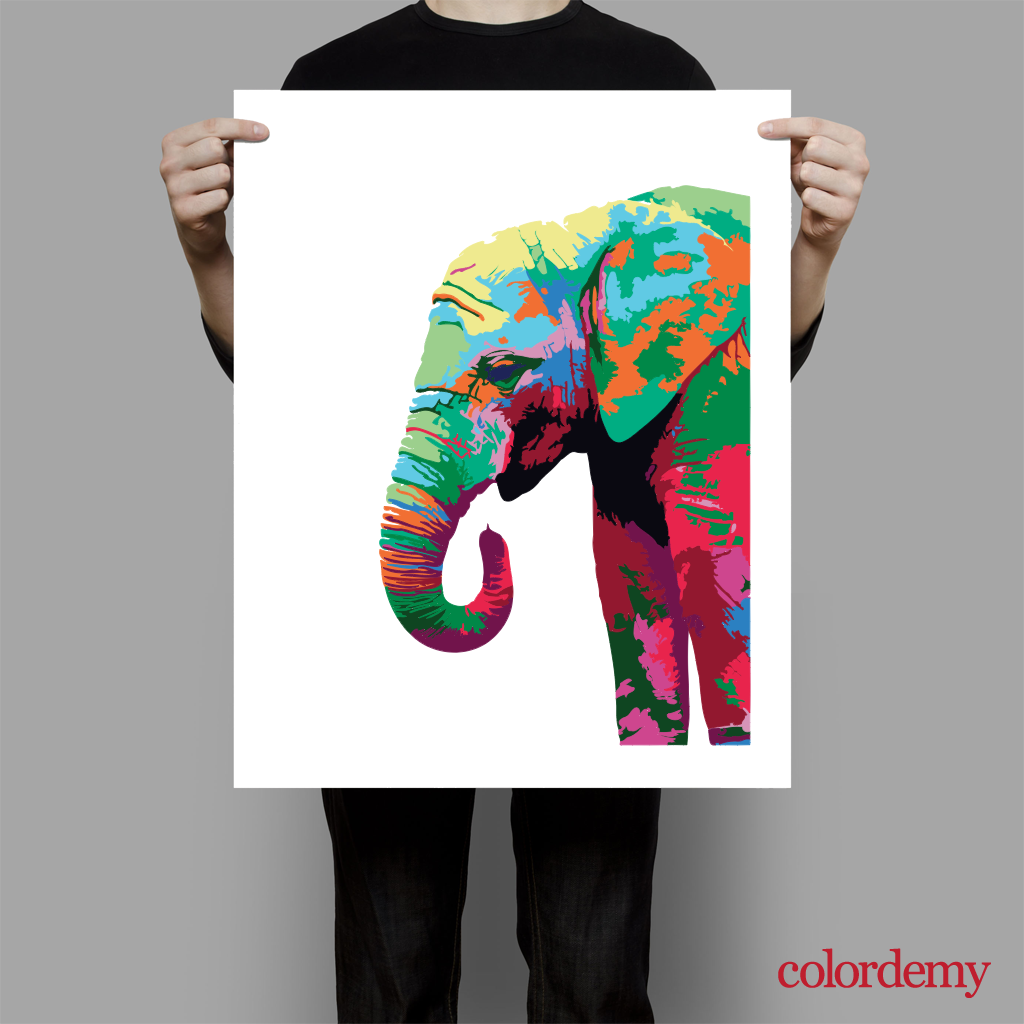 40x50cm Paint by Numbers kit: Vibrant Majesty: Colourful Elephant