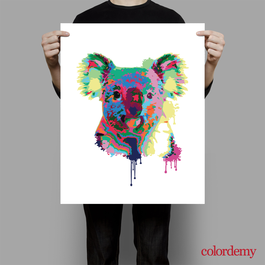 40x50cm Paint by Numbers kit: Koala Canvas: Abstract Style Portrait Splash Art