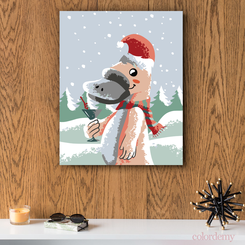 40x50cm Paint by Numbers Kit: Festive Surprise: Christmas Platypus