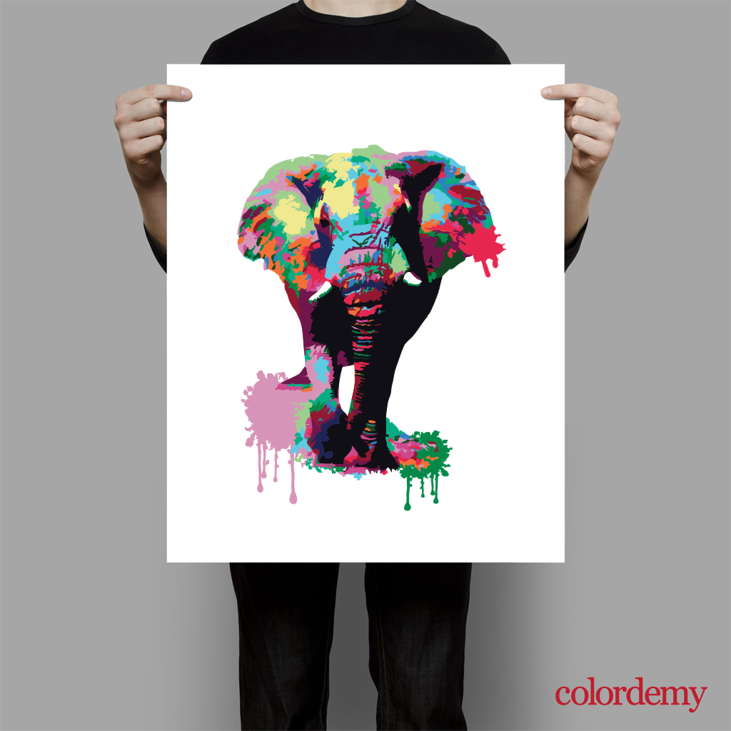 40x50cm Paint by Numbers Kit: Safari Spectacle: Vibrant Splash Elephant