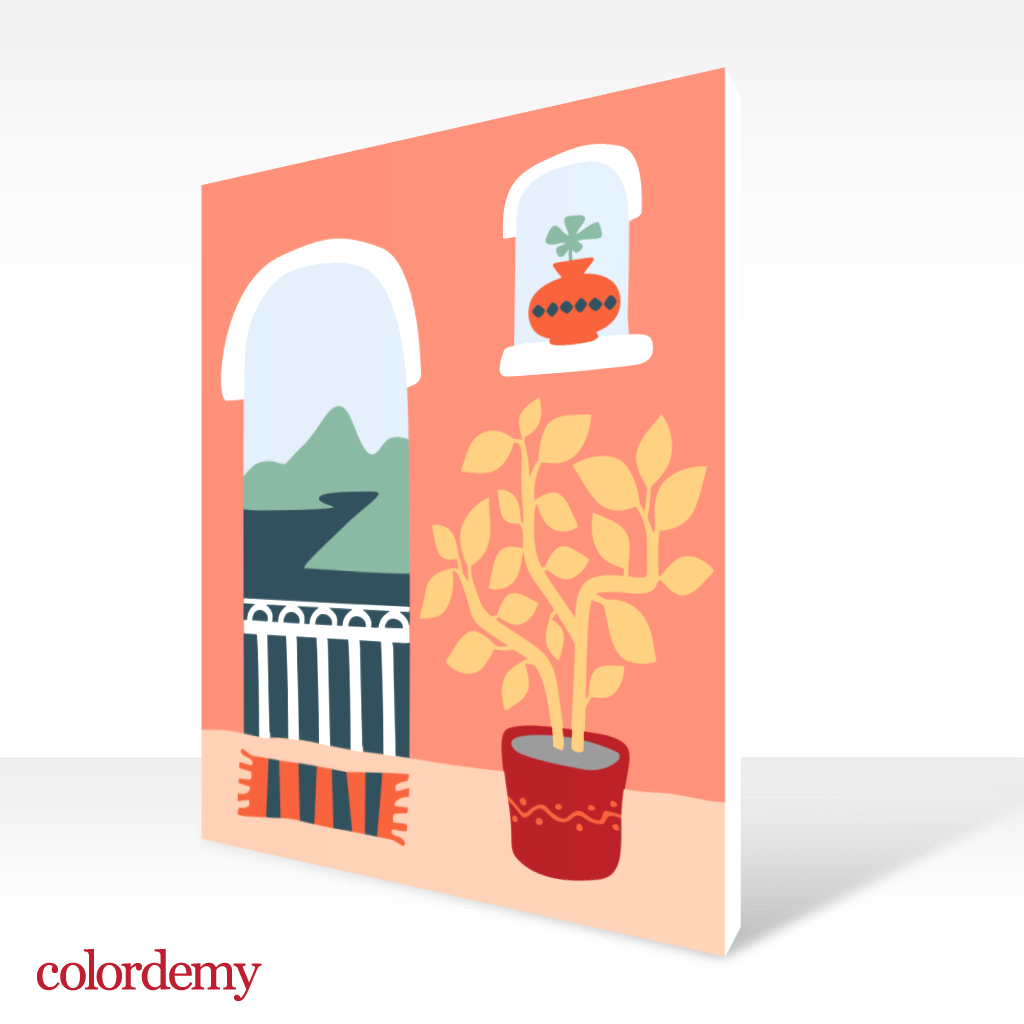 40x50cm Paint by Numbers Kit: Balcony Retreat: Minimalist Mountain View