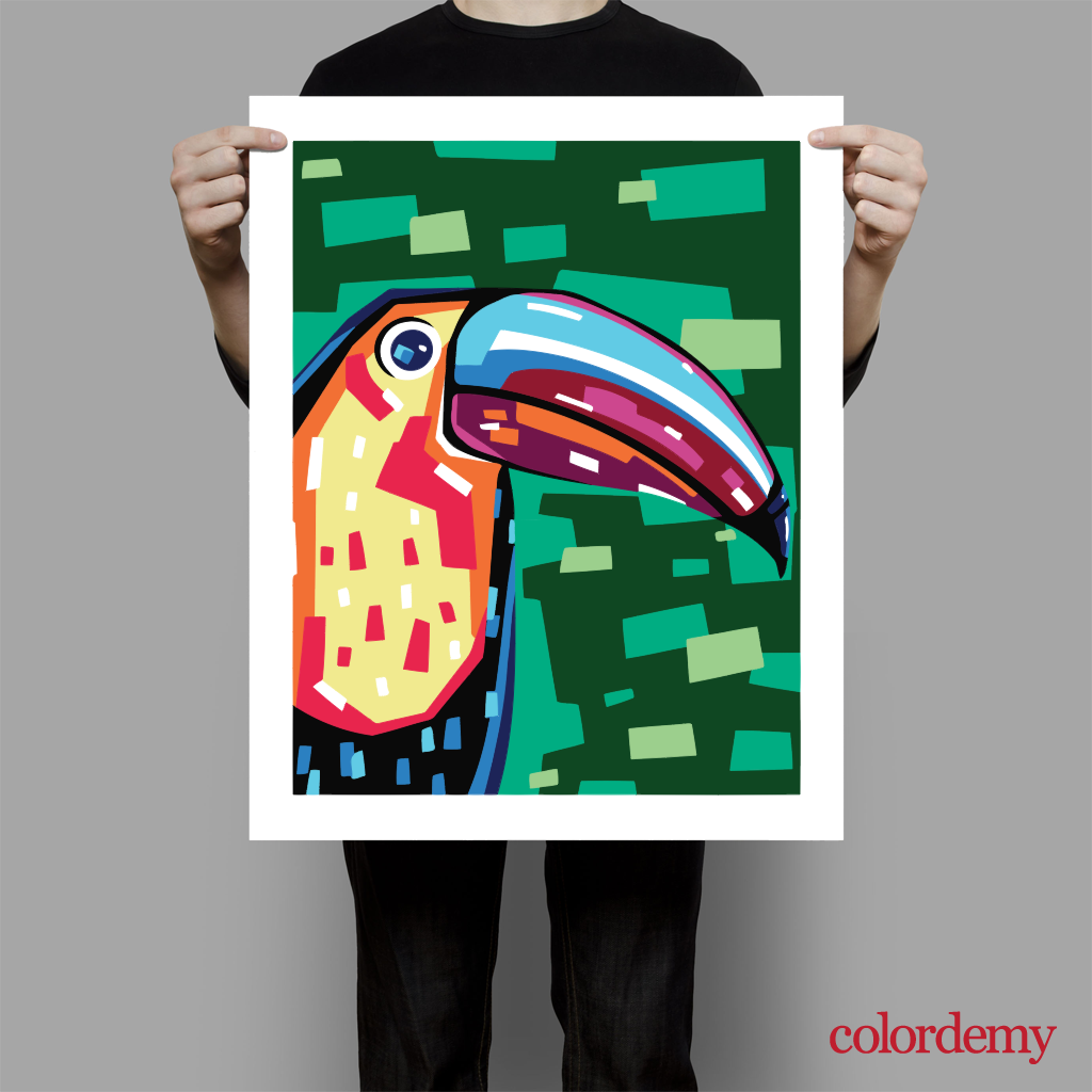 40x50cm Paint by Numbers Kit:  Tropical Radiance: Vibrant Toucan