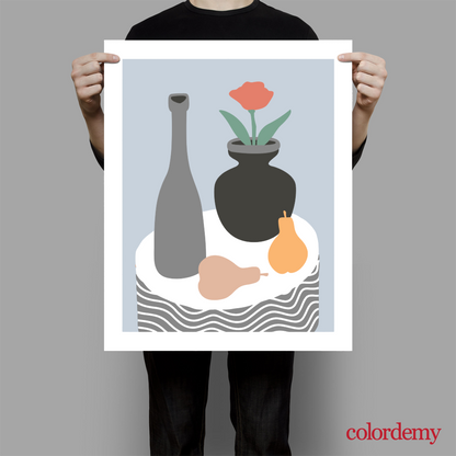 40x50cm Paint by Numbers Kit:  Minimalist Elegance: Grey Coffee Table with Vase and Fruits