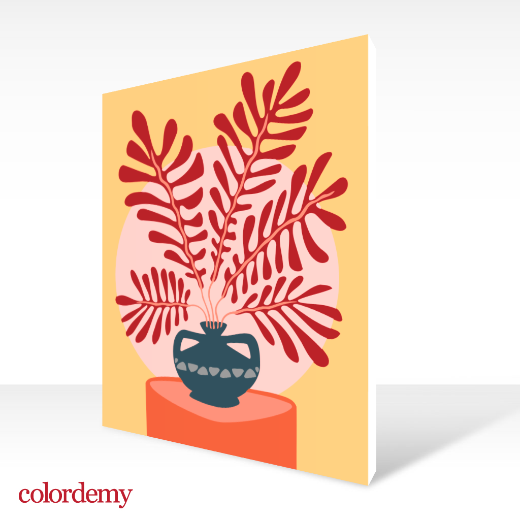 40x50cm Paint by Numbers Kit: Slate Elegance: Minimalist Vase with Large Plant