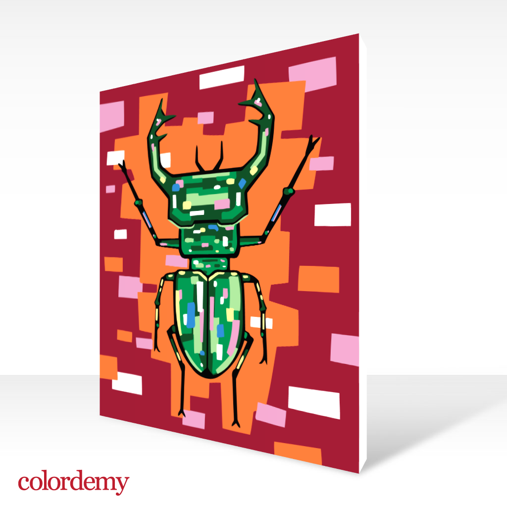 40x50cm Paint by Numbers Kit: Radiant Stag: Colourful Warm Stag Beetle