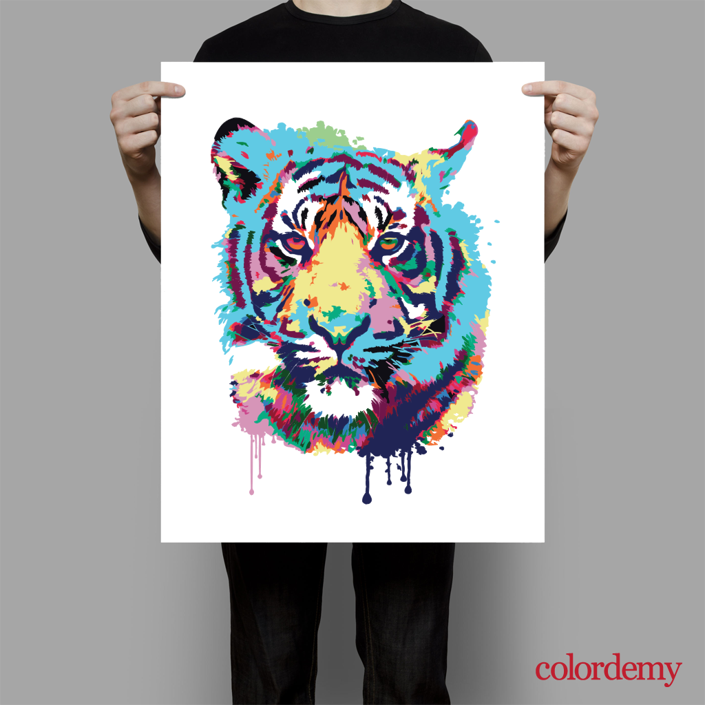 40x50cm Paint by Numbers Kit: Vibrant Roar: Abstract Tiger Portrait Paint by Numbers Kit!