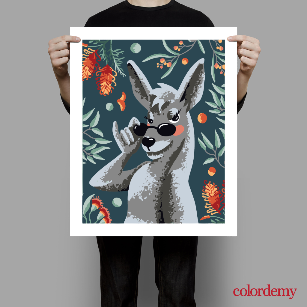 40x50cm Paint by Numbers Kit: Cool Kangaroo with Glasses