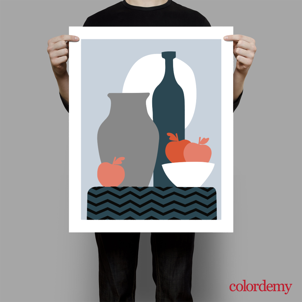 40x50cm Paint by Numbers Kit: Chic Simplicity: Minimalist Dark Patterned Table