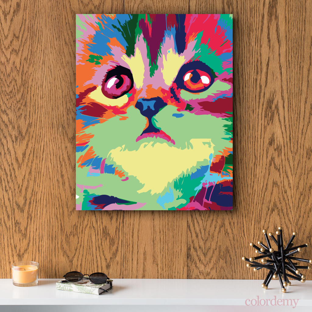 40x50cm Paint by Numbers kit: Mystical Whiskers: Closeup Abstract Cat Face