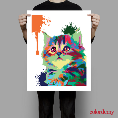 40x50cm Paint by Numbers kit: Playful Palette: Colourful Abstract Cute Cat