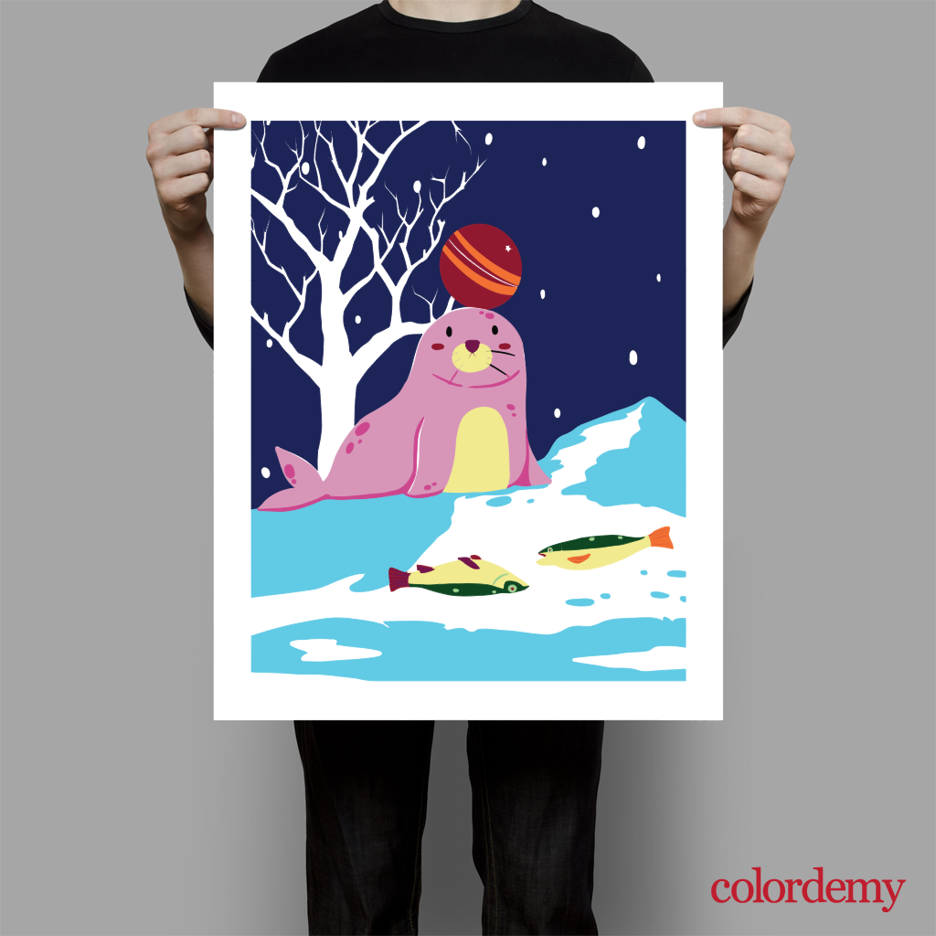 40x50cm Paint by Numbers Kit: Snowy Serenity: Pink Simple Seal