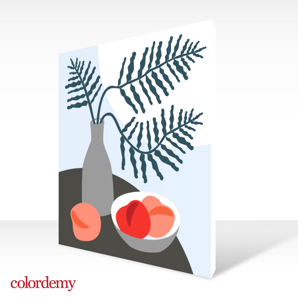 40x50cm Paint by Numbers Kit: Elegant Simplicity: Minimalist Grey Vase and Peaches