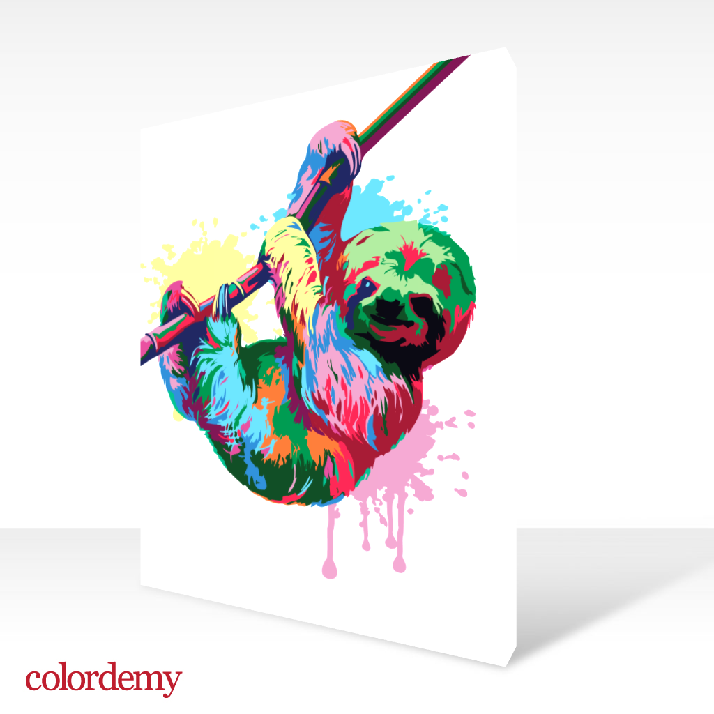 40x50cm Paint by Numbers Kit: Slothful Splendor: Colourful Abstract Sloth