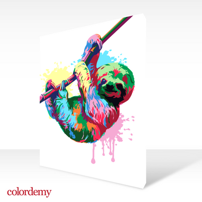 40x50cm Paint by Numbers Kit: Slothful Splendor: Colourful Abstract Sloth