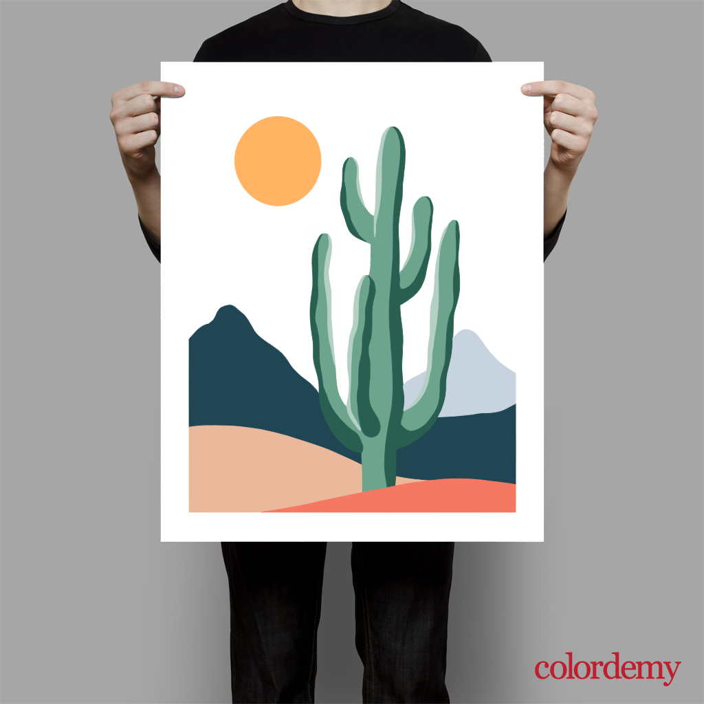 40x50cm Paint by Numbers Kit: Minimalist Desert: Tall Cactus