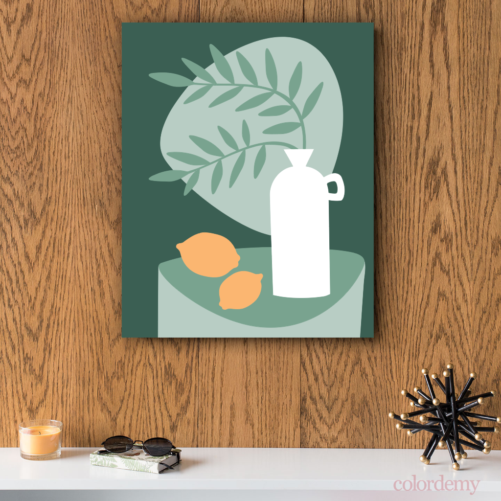 40x50cm Paint by Numbers Kit: Tabletop Serenity: Minimalist White Vase with Plant