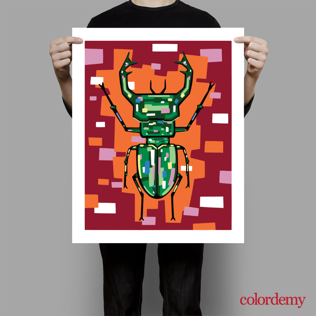 40x50cm Paint by Numbers Kit: Radiant Stag: Colourful Warm Stag Beetle