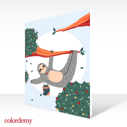 40x50cm Paint by Numbers Kit: Tranquil Balance: Simple Sloth on a Tree