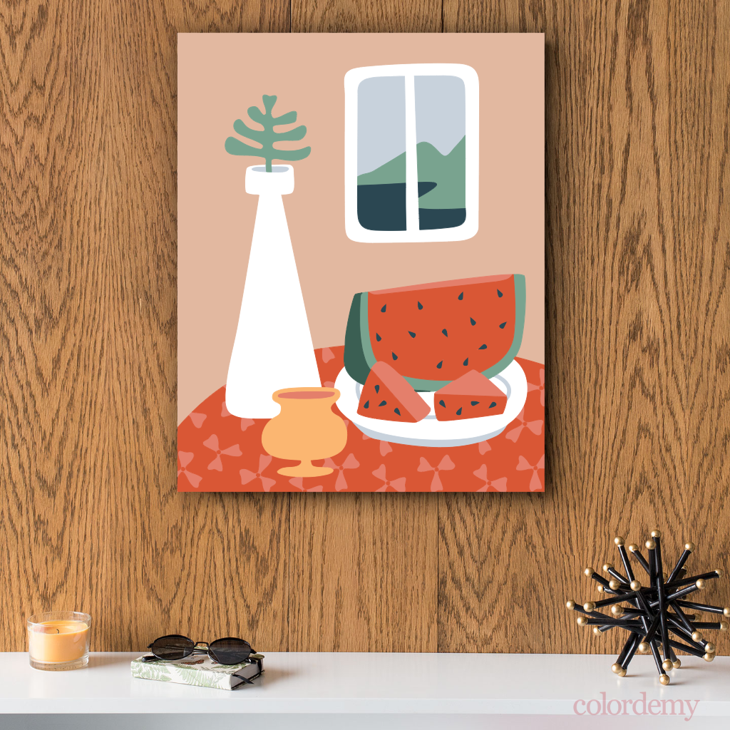 40x50cm Paint by Numbers Kit: Coffee Table Serenity: Minimalist Still Life