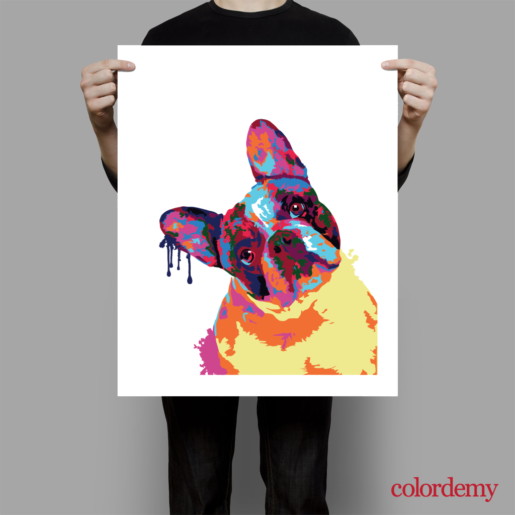 40x50cm Paint by Numbers Kit: Frenchie Fusion: Abstract French Bulldog