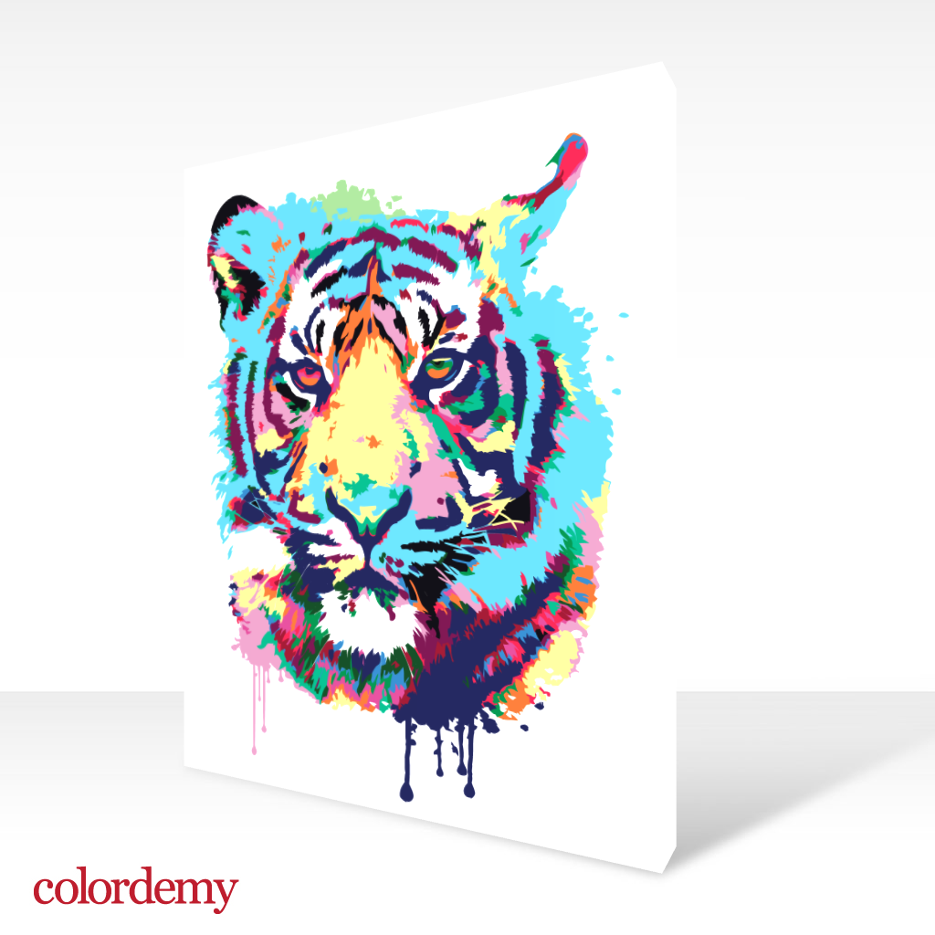 40x50cm Paint by Numbers Kit: Vibrant Roar: Abstract Tiger Portrait Paint by Numbers Kit!