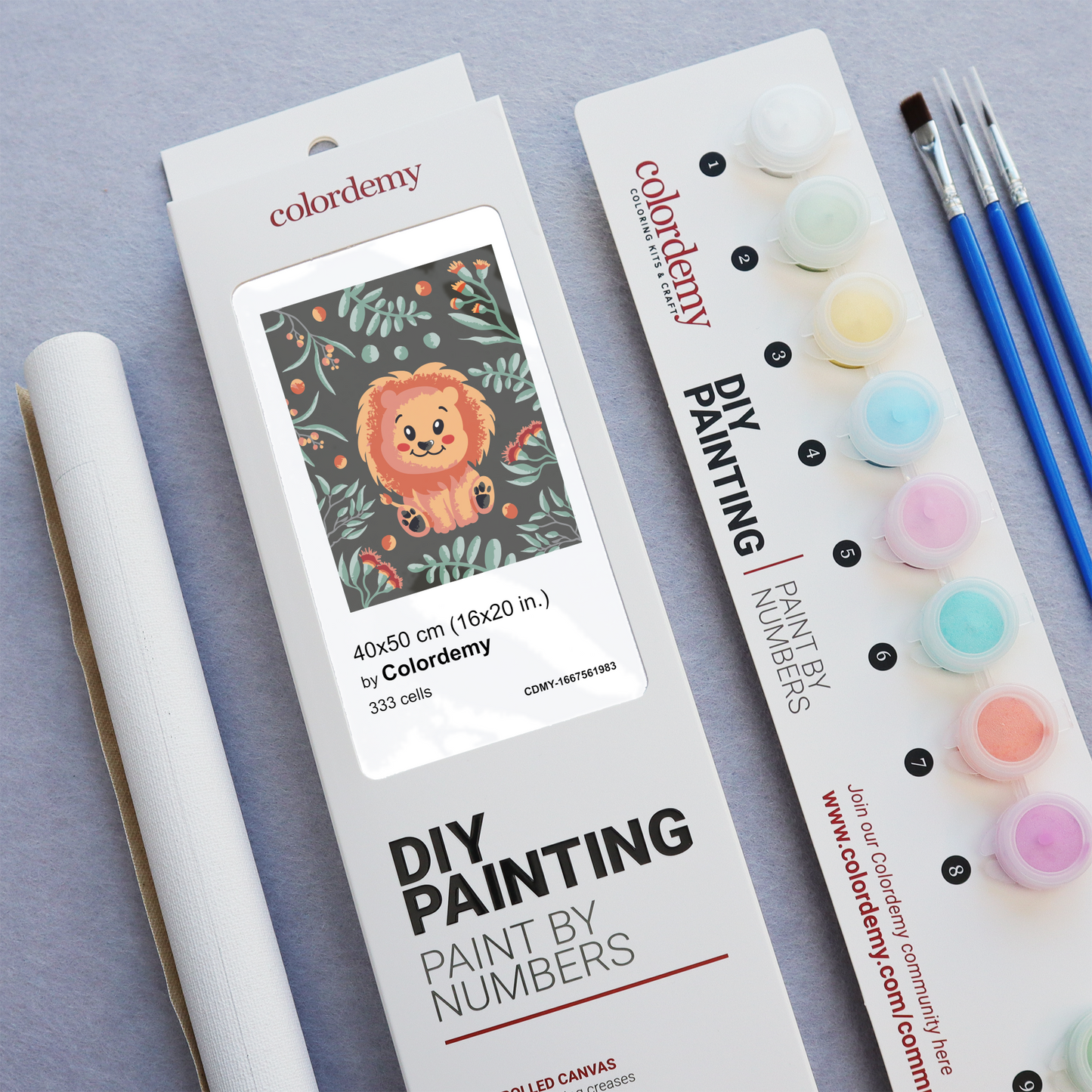 40x50cm Paint by Numbers Kit: Lion's Paradise: Cute Lion with Floral Elegance