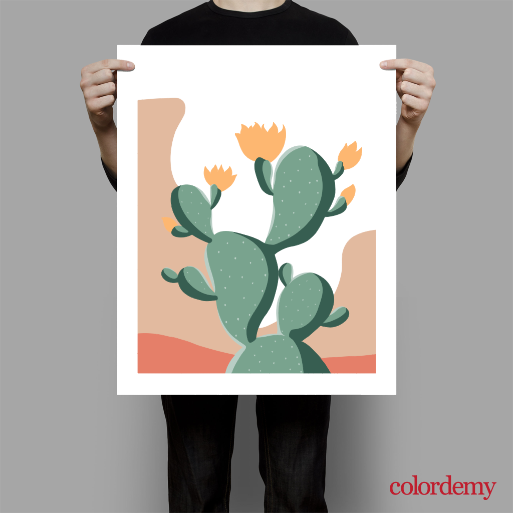 40x50cm Paint by Numbers Kit: Desert Elegance: Minimalist Warm Cactus