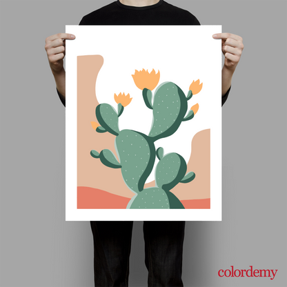 40x50cm Paint by Numbers Kit: Desert Elegance: Minimalist Warm Cactus