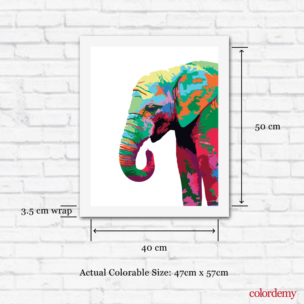 40x50cm Paint by Numbers kit: Vibrant Majesty: Colourful Elephant