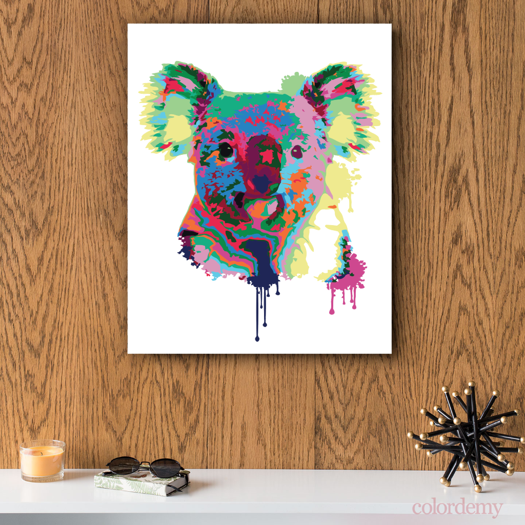 40x50cm Paint by Numbers kit: Koala Canvas: Abstract Style Portrait Splash Art