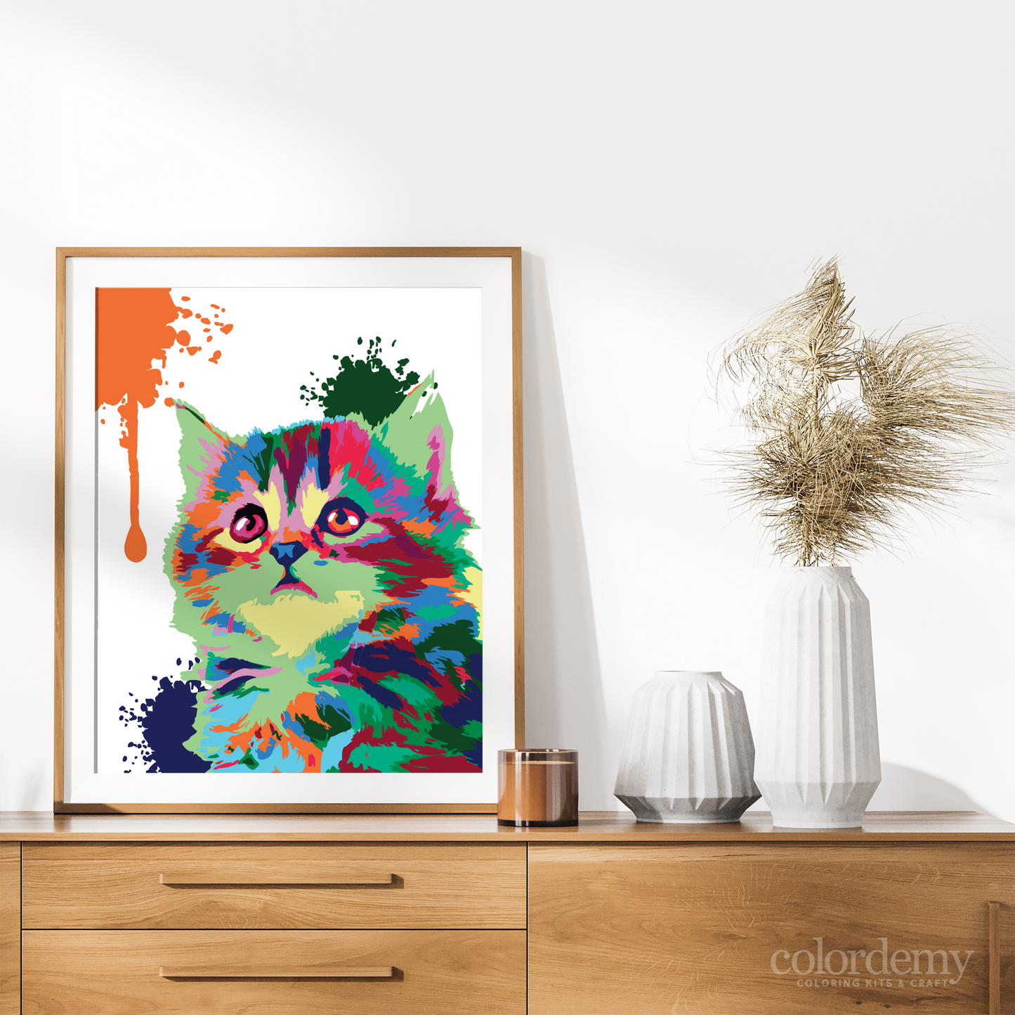 40x50cm Paint by Numbers kit: Playful Palette: Colourful Abstract Cute Cat