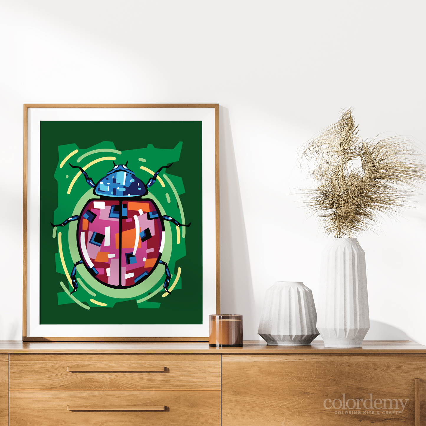 40x50cm Paint by Numbers Kit: Colourful Ladybug - Artistry with a Pop of Colour