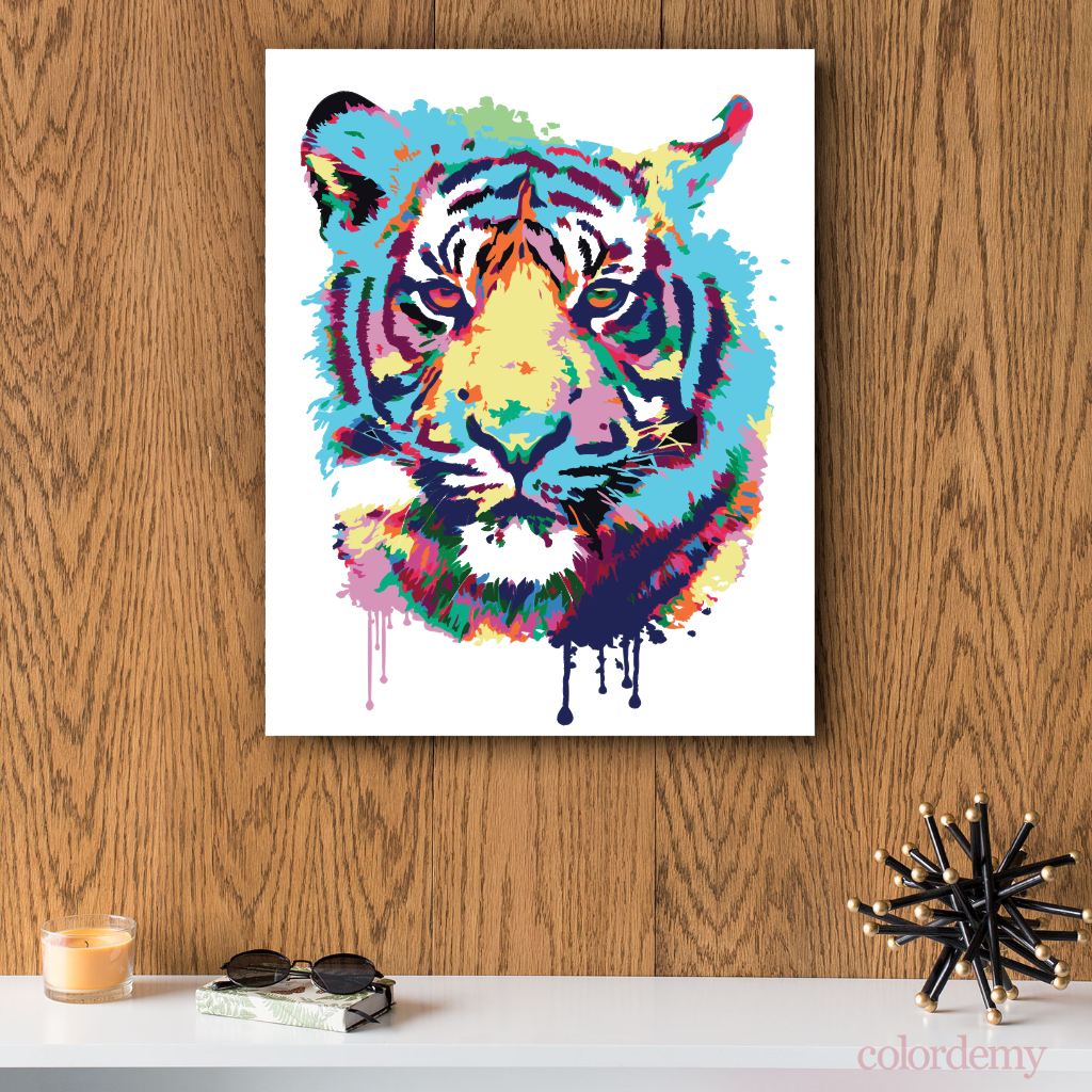 40x50cm Paint by Numbers Kit: Vibrant Roar: Abstract Tiger Portrait Paint by Numbers Kit!