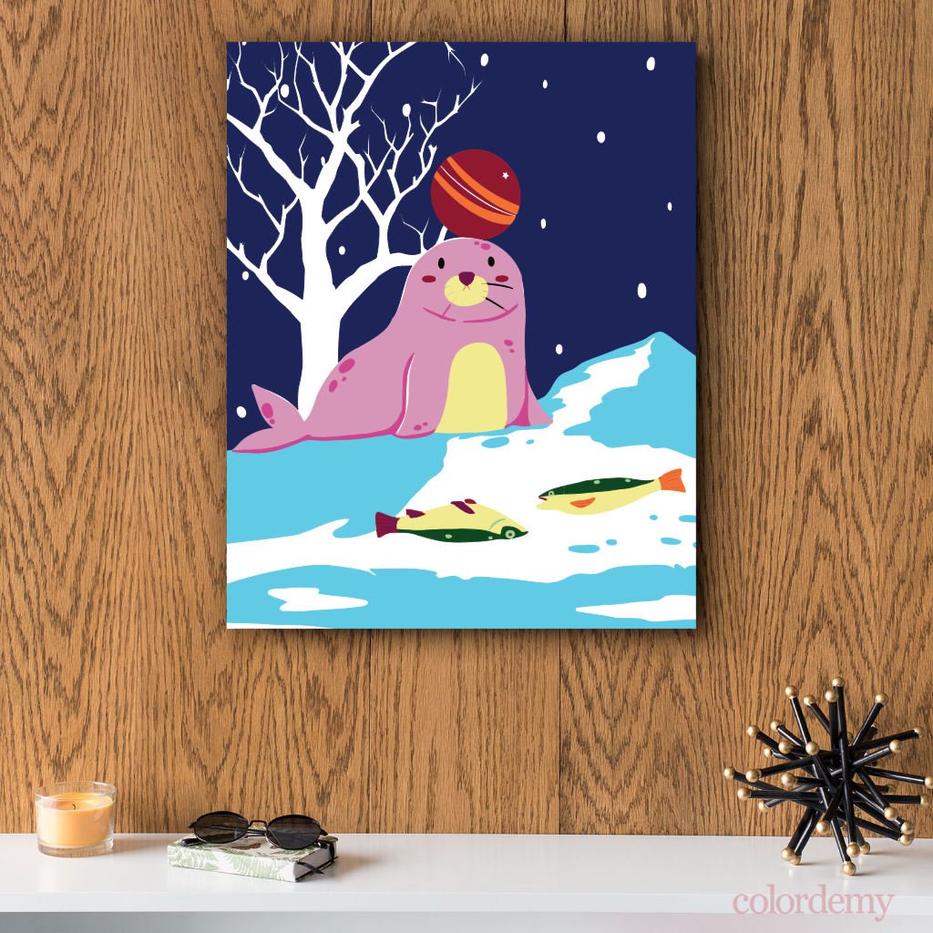 40x50cm Paint by Numbers Kit: Snowy Serenity: Pink Simple Seal