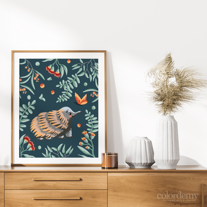 40x50cm Paint by Numbers Kit:  Leafy Elegance: Echidna