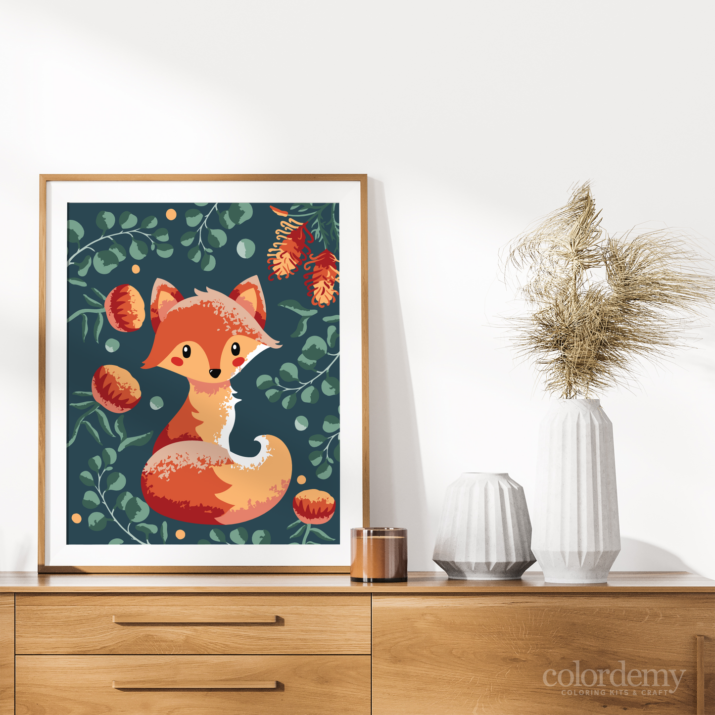 40x50cm Paint by Numbers Kit: Fox's Haven: Cute Fox with Leafy Background