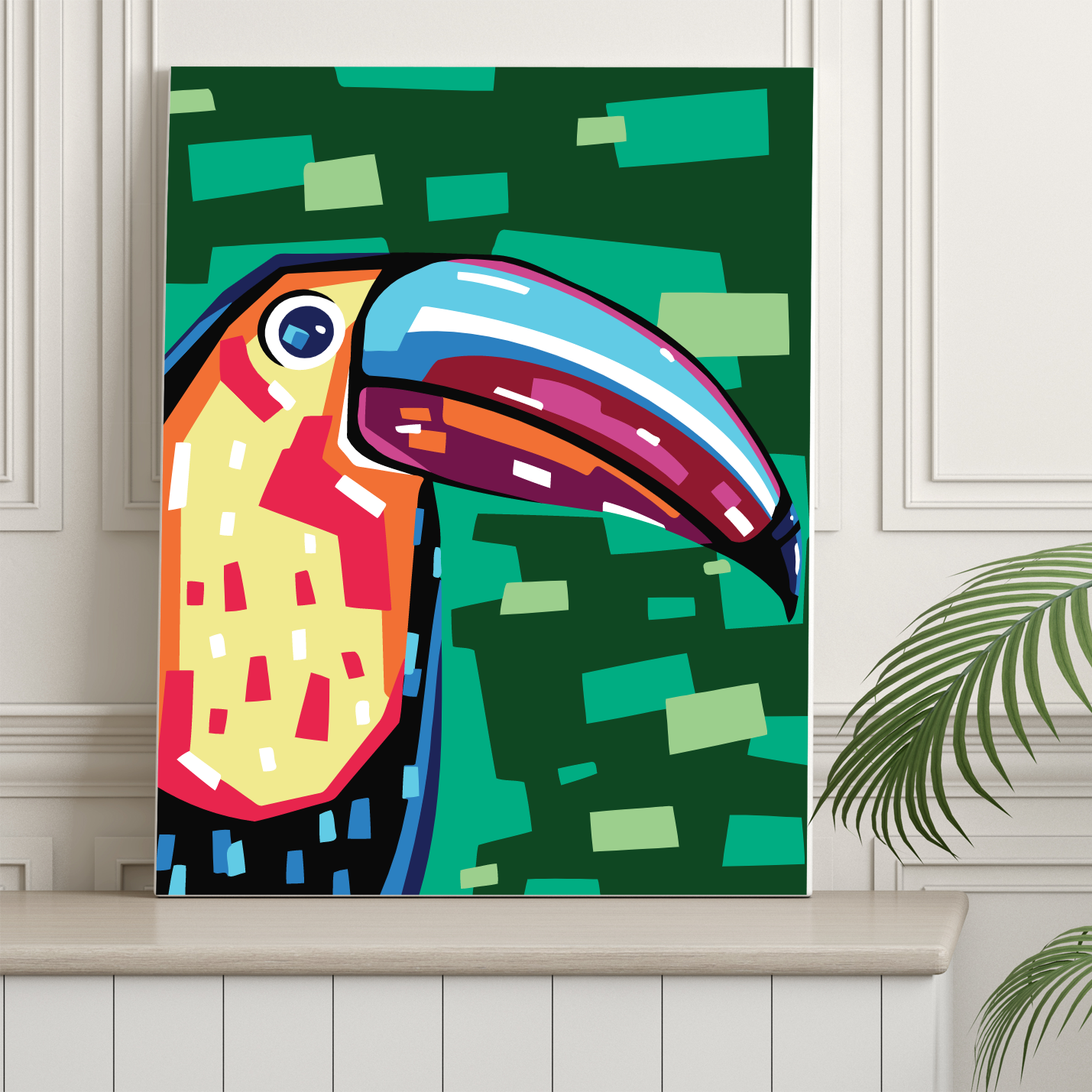 40x50cm Paint by Numbers Kit:  Tropical Radiance: Vibrant Toucan