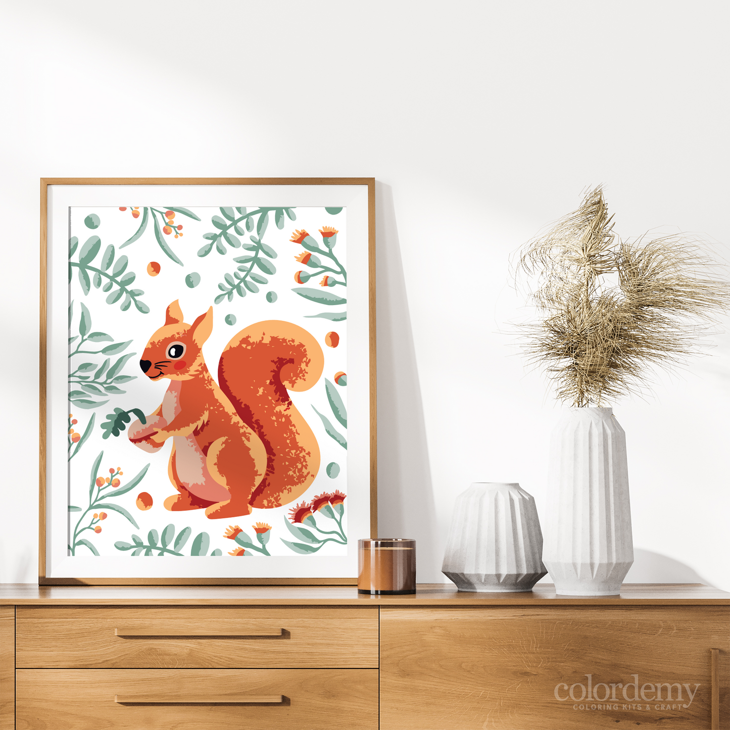 40x50cm Paint by Numbers Kit: Woodland Whimsy: Squirrel with Leafy Background