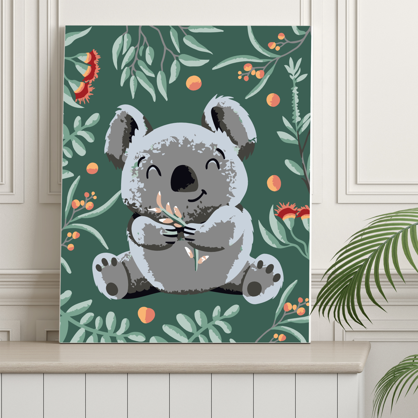 40x50cm Paint by Numbers Kit: Koala's Tranquil Haven: Cute Koala Seated Among Leaves