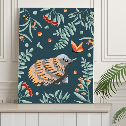 40x50cm Paint by Numbers Kit:  Leafy Elegance: Echidna
