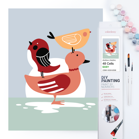 40x50cm Paint by Numbers Kit: Minimalist Avian Harmony: Warm-Colored Birds