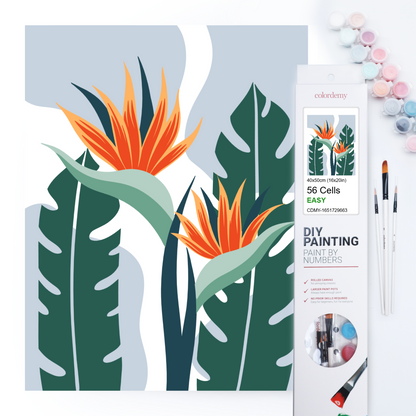 40x50cm Paint by Numbers Kit: Exotic Blooms: Leaves with Vibrant Orange Flower