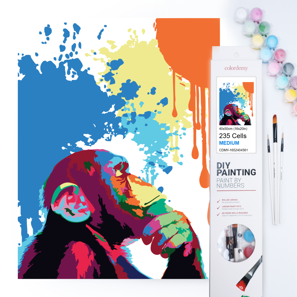 40x50cm Paint by Numbers Kit: Abstract Insight: Thinking Monkey ...