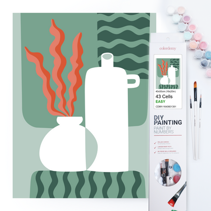 40x50cm Paint by Numbers Kit: Minimalist Elegance: White Vase with Wavy Red Plant