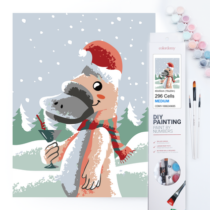 40x50cm Paint by Numbers Kit: Festive Surprise: Christmas Platypus