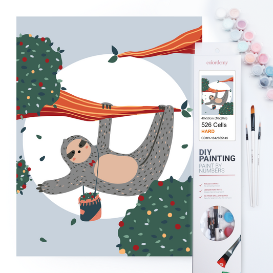 40x50cm Paint by Numbers Kit: Tranquil Balance: Simple Sloth on a Tree