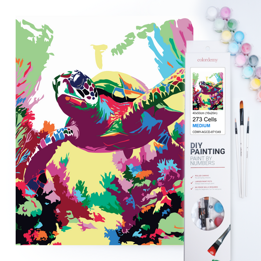 40x50cm Paint by Numbers Kit - Rolled Canvases, 16 Colours (Abstract Wild Collection - Sea Turtle)