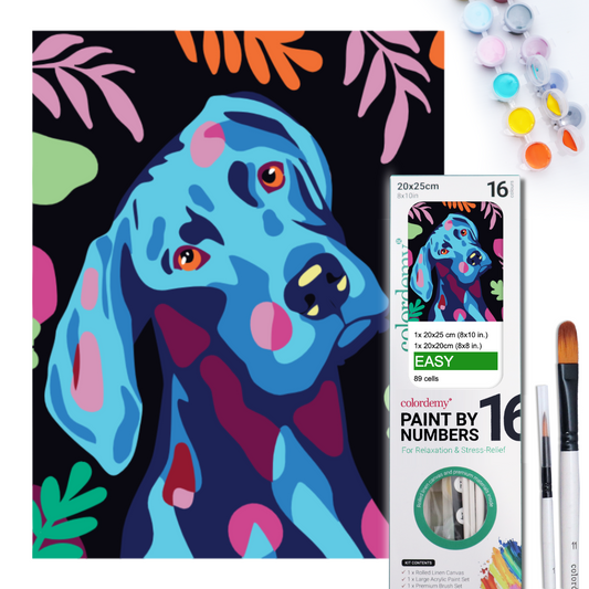 2-in-1 Paint by Numbers Kit - Rolled Canvases (20x25cm & 20x20cm), 16 Colours (Proud Little Paws - Beagle)