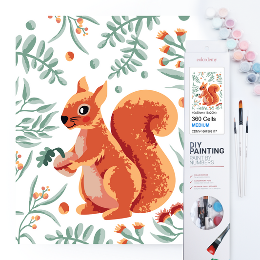 40x50cm Paint by Numbers Kit: Woodland Whimsy: Squirrel with Leafy Background