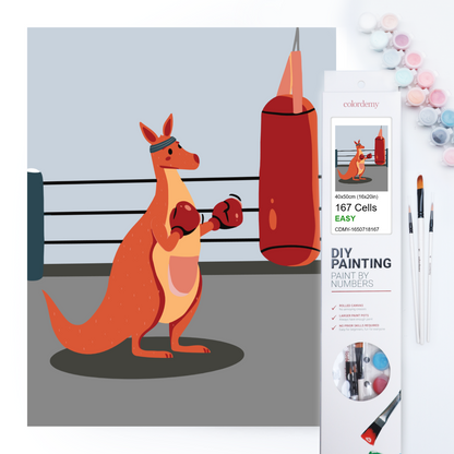 40x50cm Paint by Numbers Kit:  Kangaroo Champion: Boxing Glory